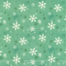 Postcard Christmas - Snowflakes Green Yardage Primary Image